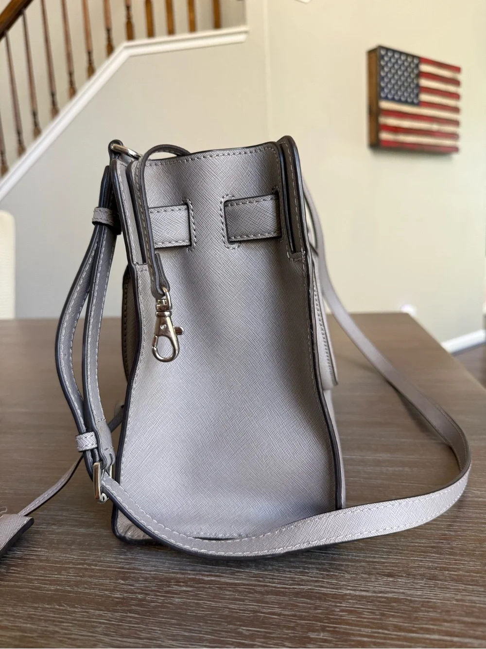 Michael Kors Women's Saffiano Leather Satchel Handbag - Grey